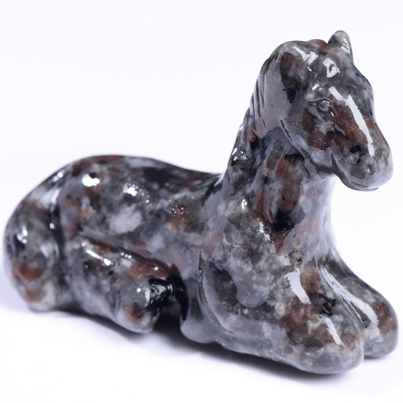 Ytbeoxk 22 Inch Flame Stone Horse Crystal Figurines HandCarved Healing Crystals Decor Stone Energy Gemstones Bedroom Office Meditation Horse Memorial Gifts for Men and Women