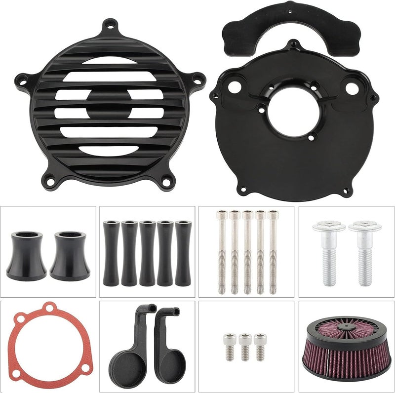 QASULER Black Air Cleaner Intake Kit for Harley Motorcycles - Image 3