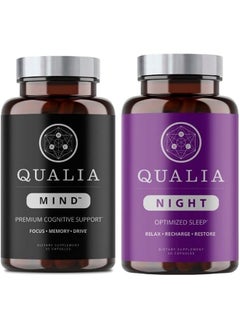 Qualia Mind & Qualia Night | Premium Nootropic Supplement For Mental Performance & Brain Health | Increase Focus & Mental Clarity | Deep Refreshing Sleep Support 55 Cap