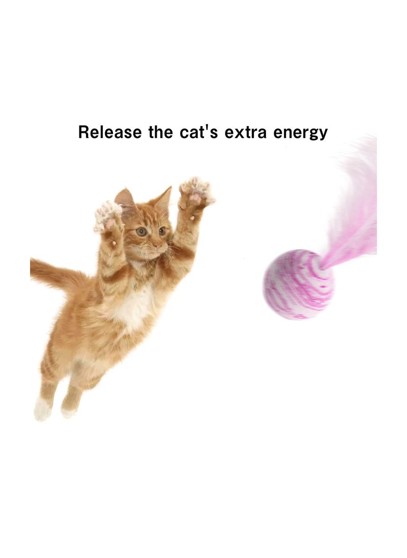 SYOSI - Play Ball with Feather Cat Interactive Toy Teaser Cat Teeth Grinding Chew Toy kitten Scratch Trow Toy 3 Packs - Image 1