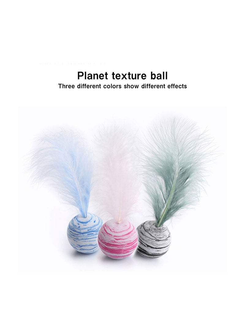 SYOSI - Play Ball with Feather Cat Interactive Toy Teaser Cat Teeth Grinding Chew Toy kitten Scratch Trow Toy 3 Packs - Image 1