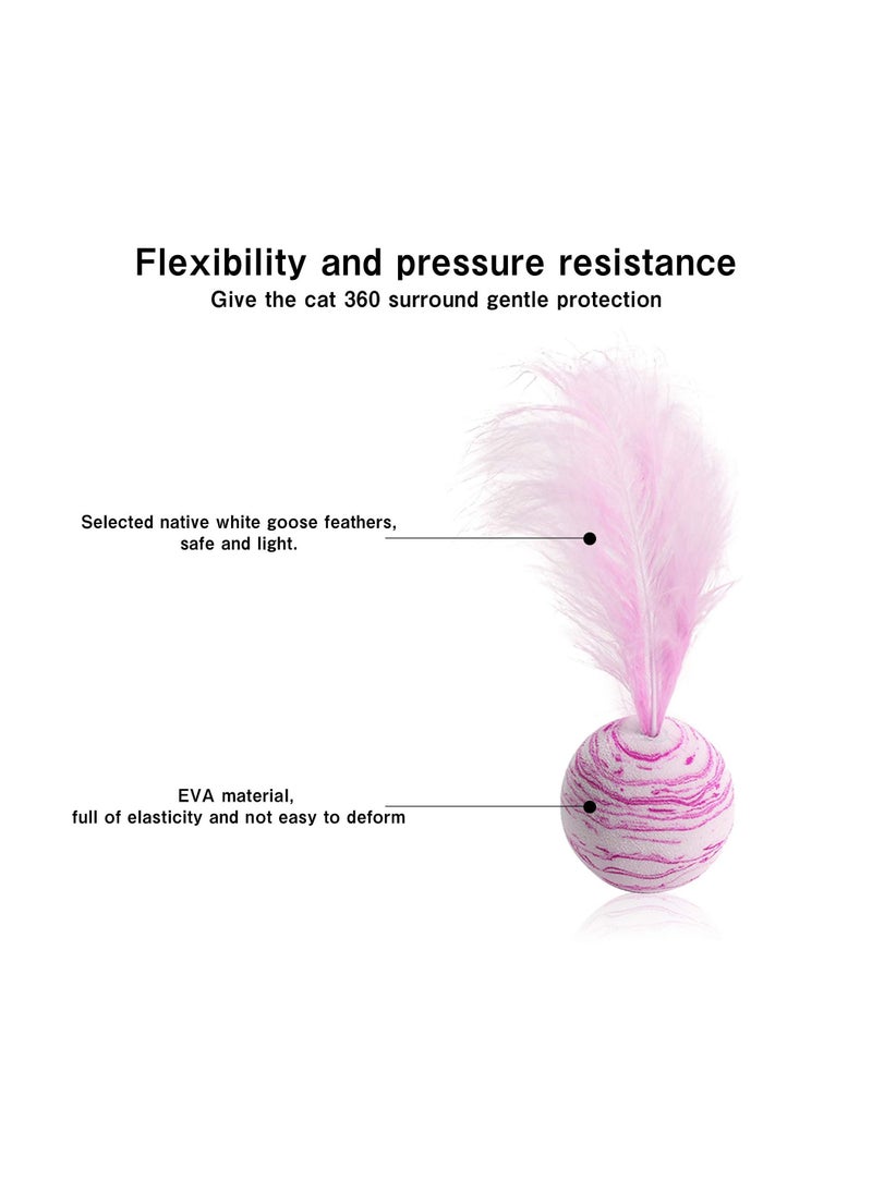 SYOSI Play Ball with Feather Cat Interactive Toy Teaser Cat Teeth Grinding Chew Toy kitten Scratch Trow Toy 3 Packs  - Image 4
