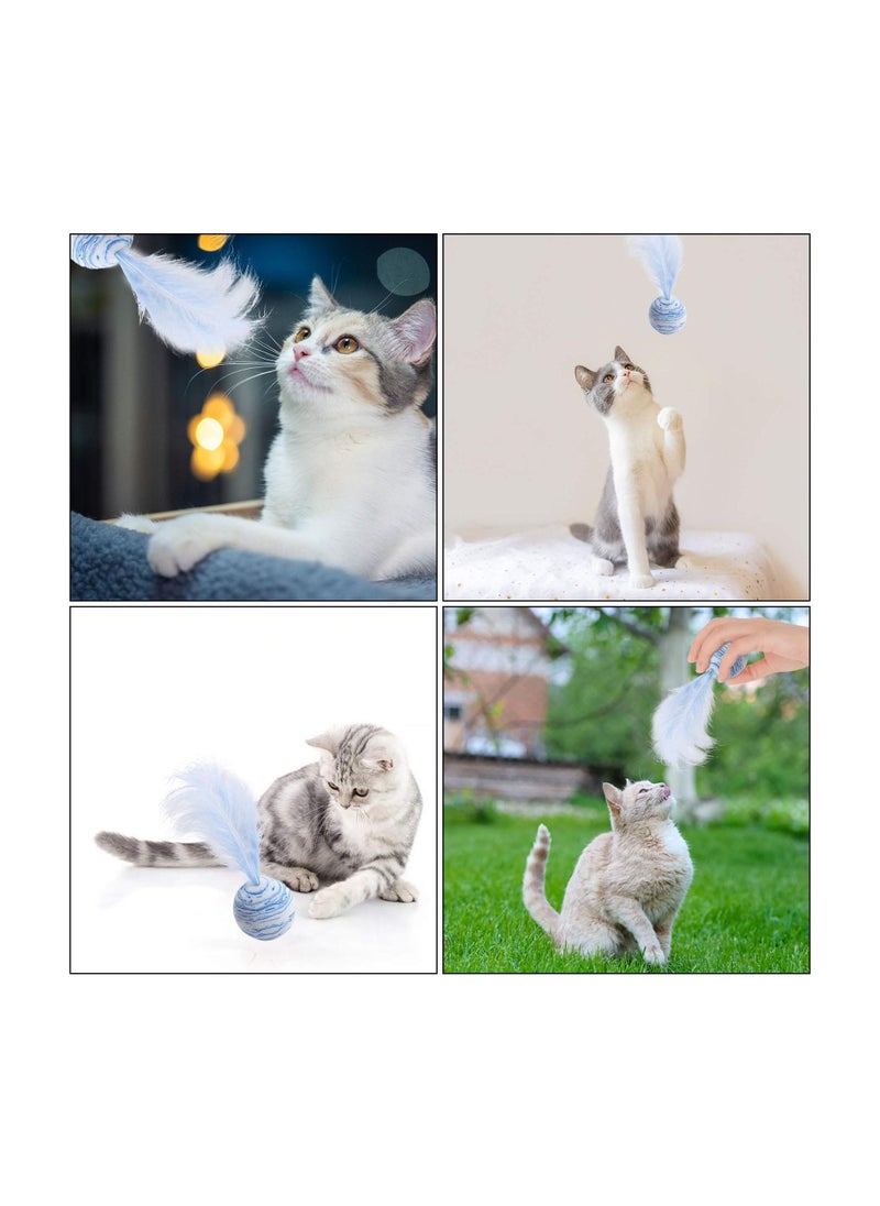 SYOSI - Play Ball with Feather Cat Interactive Toy Teaser Cat Teeth Grinding Chew Toy kitten Scratch Trow Toy 3 Packs - Image 1