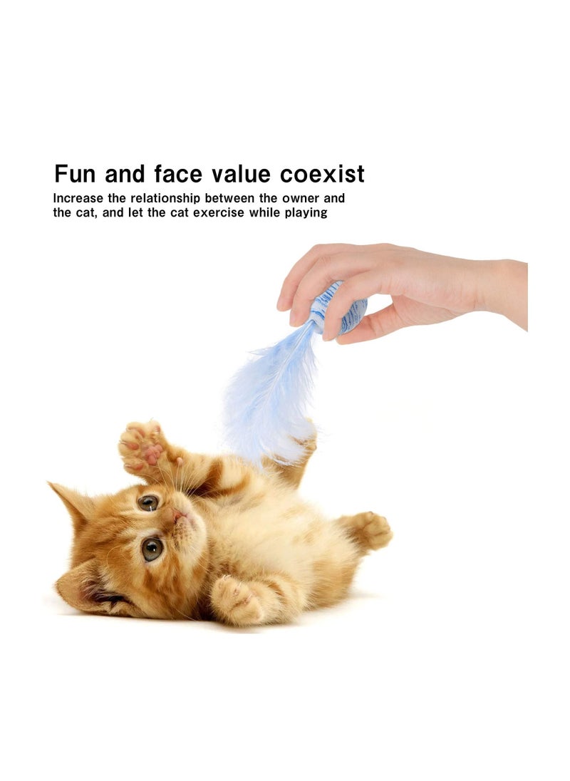 SYOSI Play Ball with Feather Cat Interactive Toy Teaser Cat Teeth Grinding Chew Toy kitten Scratch Trow Toy 3 Packs  - Image 2