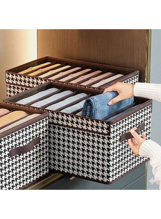 Living 9 Compartment Fabric Clothing Organizer with Clear Lid and Handles for T-shirts and Light Sweaters Closet Organization - Image 1