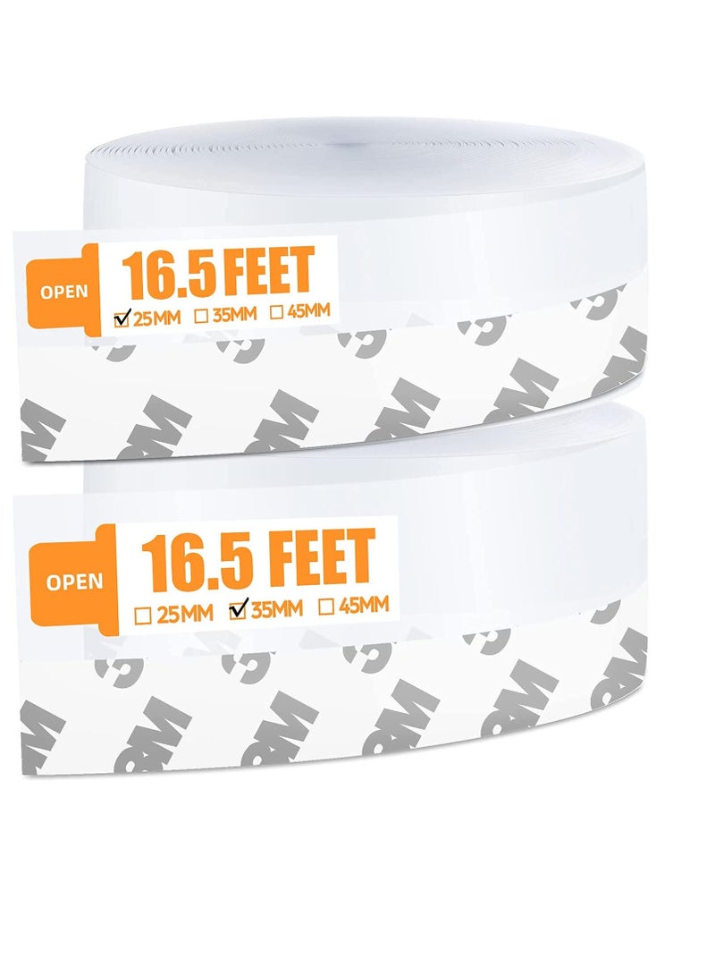 Excefore 33 Feet Door Weather Stripping, Silicone Seal Strip Window Seal Silicone Sealing Tape for Door Draft Stopper Adhesive Tape for Doors Windows and Shower Glass Gaps - 2 Rolls, 25MM and 35MM - Image 1