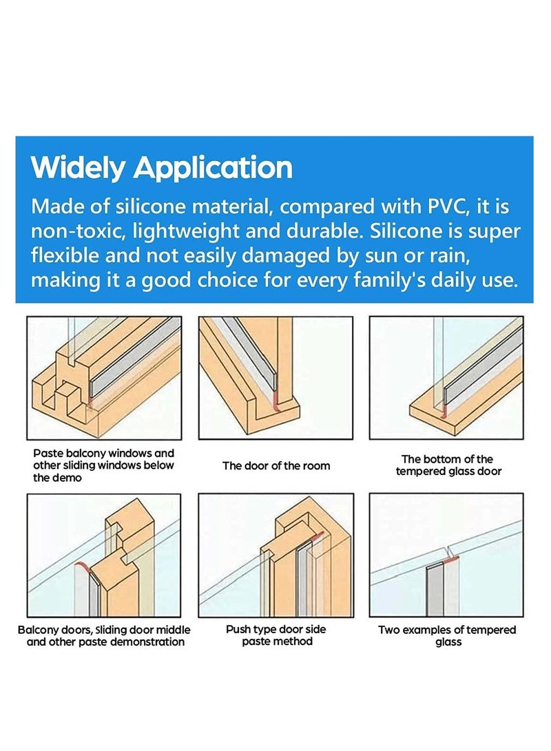 Excefore 33 Feet Door Weather Stripping, Silicone Seal Strip Window Seal Silicone Sealing Tape for Door Draft Stopper Adhesive Tape for Doors Windows and Shower Glass Gaps - 2 Rolls, 25MM and 35MM - Image 3
