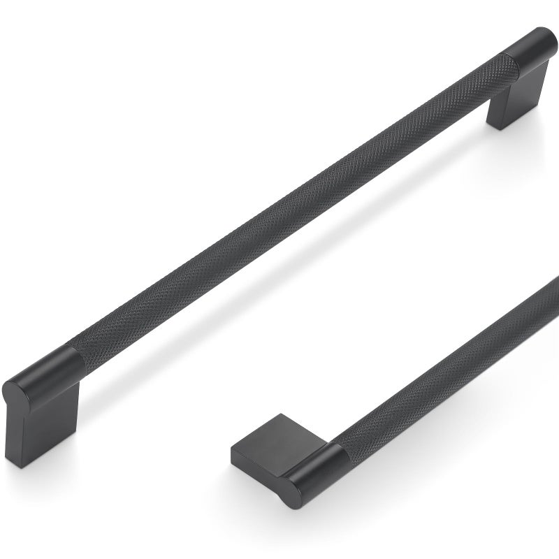 POVEFONK 6 Pack 10 inch254mm Matte Black Kitchen Cabinet Handles Knurled Cabinet Pulls Black Drawer Pulls Kitchen Hardware - Image 2
