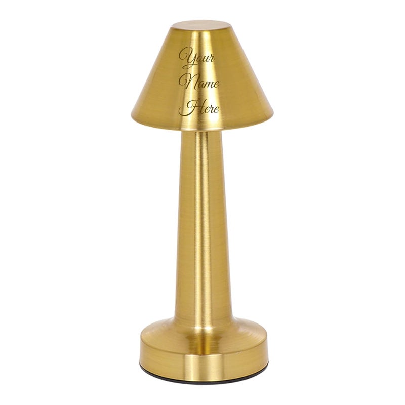 CrownLit Personalised Touch Desk Lamp Metal Gold Finish Customisable Name - Image 1