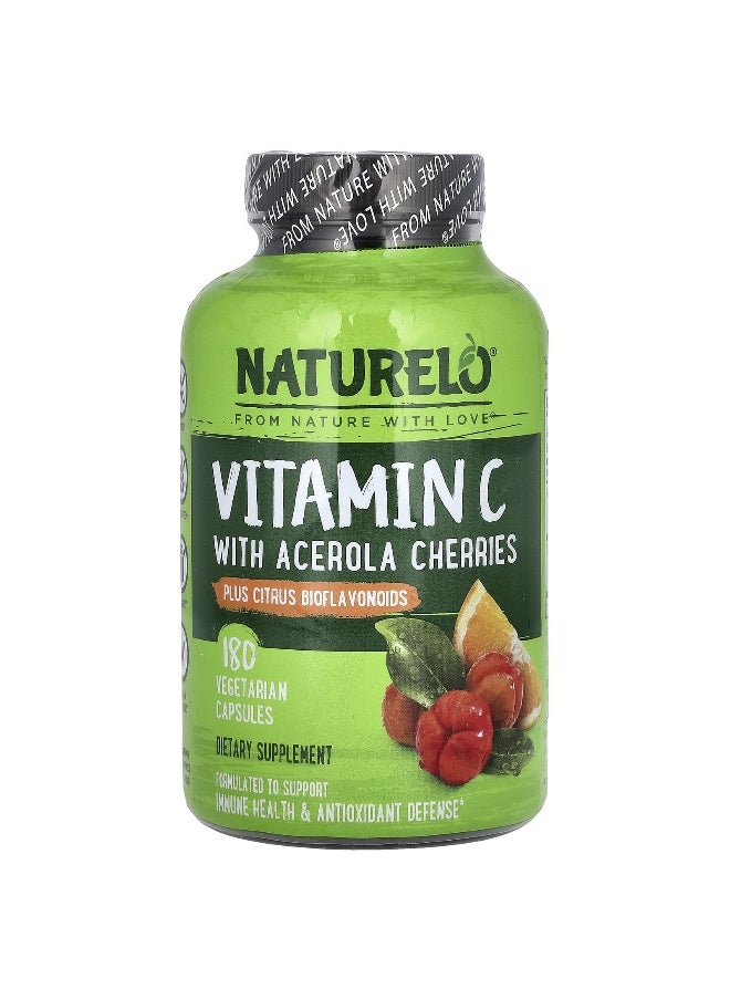 NATURELO NATURELO, Vitamin C With Acerola Cherries Plus Citrus Bioflavonoids, 180 Vegetarian Capsules  - Image 1