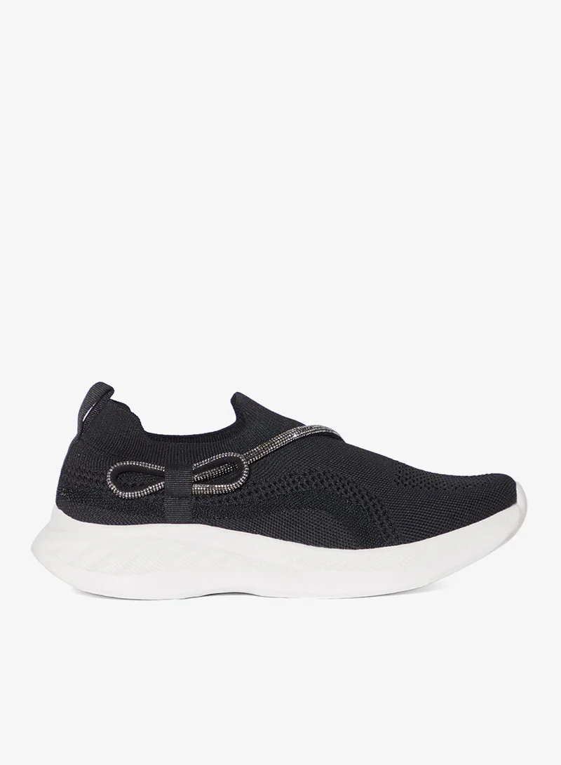 Ginger Diamante Bow Detail Breathable Comfort Slip On Shoe