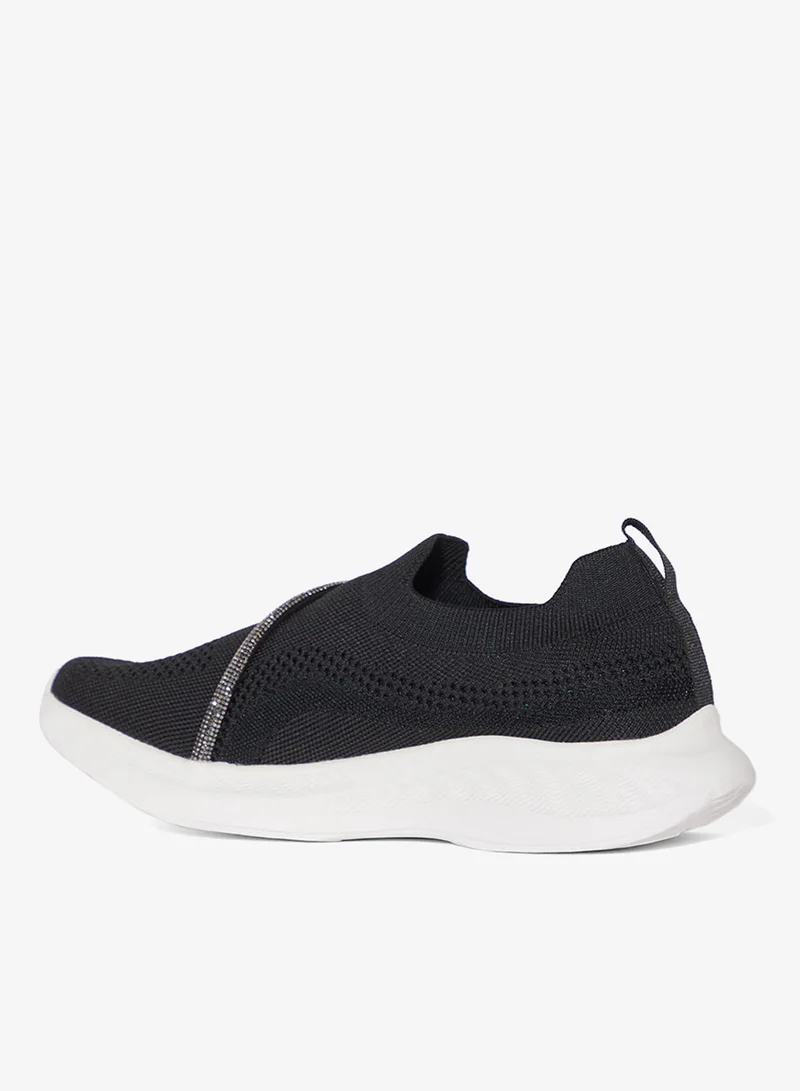 Ginger Diamante Bow Detail Breathable Comfort Slip On Shoe