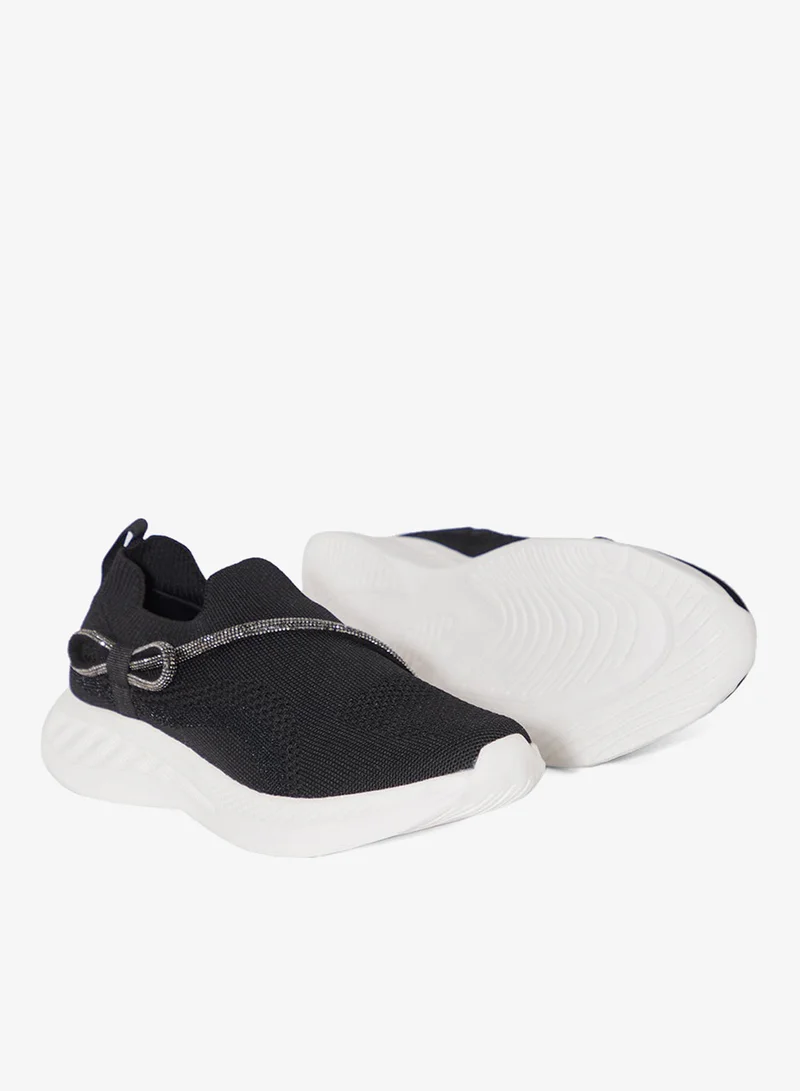 Ginger Diamante Bow Detail Breathable Comfort Slip On Shoe