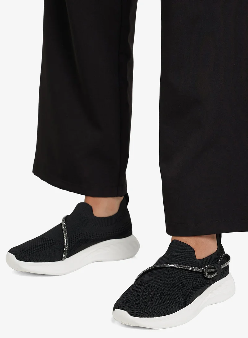 Ginger Diamante Bow Detail Breathable Comfort Slip On Shoe