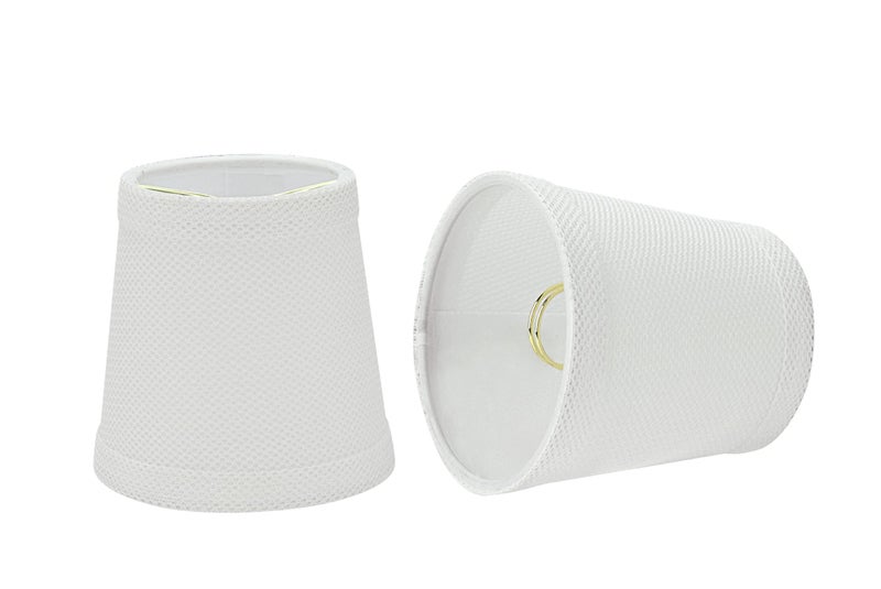 Aspen Creative 32718-2 Small Hardback Empire Shape Chandelier Clip-On Lamp Shade Set (2 Pack), Transitional Design in White, 4" bottom width (3" x 4" x 4") - Image 1