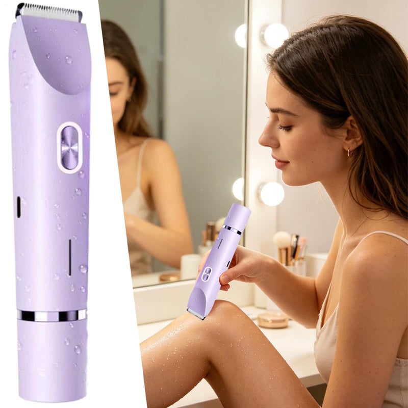 Purple Bikini Trimmer Rechargeable Portable Ergonomic Electric Shaver For Armpit Face Chin Arms Legs Outdoor Travel Home - Image 4