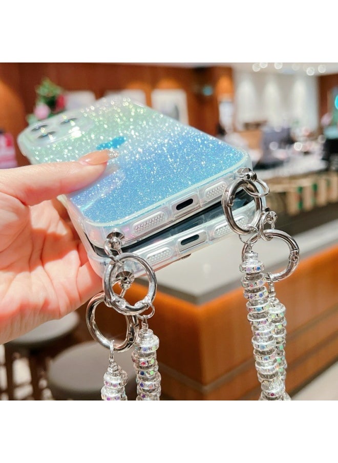 ماركة غير محددة - حافظة هاتف Iphone16pro حافظة ناعمة ملونة بالليزر لهاتف Iphone 15 Love Gradient Glitter 14 حافظة واقية 3 ألوان: أسود سيمفوني (حافظة هاتف محمول + حبل ماسي) - النماذج القابلة للتطبيق: لهاتف Iphone12Pro - Image 1