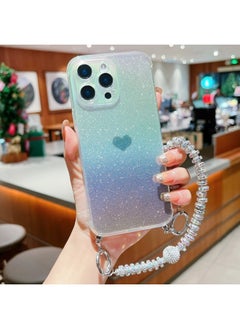 حافظة هاتف Iphone16pro حافظة ناعمة ملونة بالليزر لهاتف Iphone 15 Love Gradient Glitter 14 حافظة واقية 3 ألوان: أسود سيمفوني (حافظة هاتف محمول + حبل ماسي) - النماذج القابلة للتطبيق: لهاتف Iphone12Pro