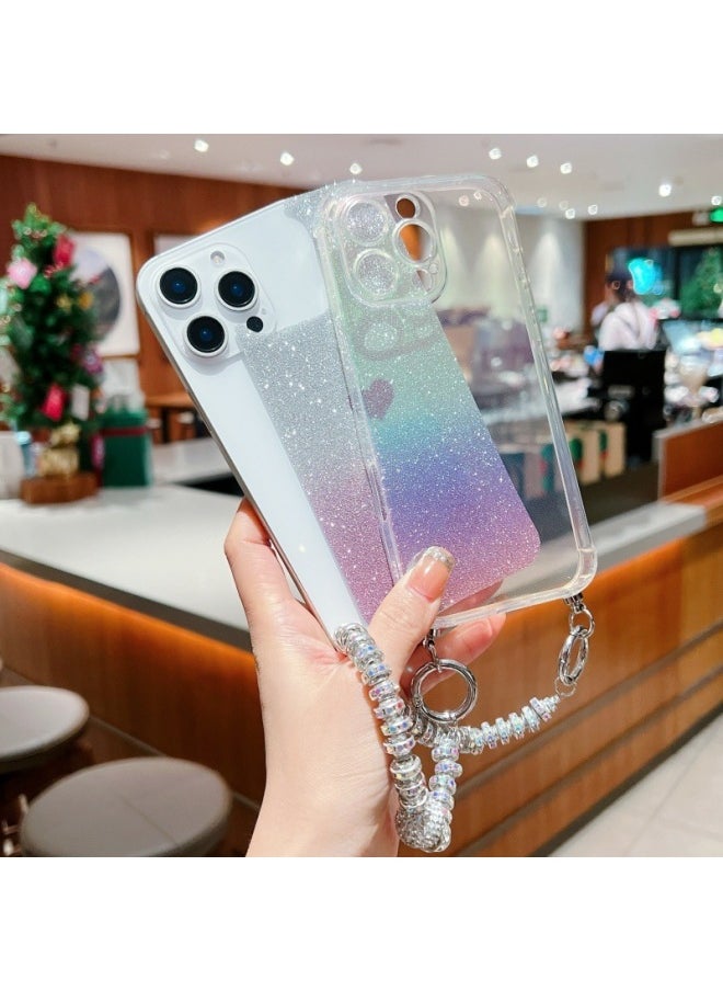 ماركة غير محددة - حافظة هاتف Iphone16pro حافظة ناعمة ملونة بالليزر لهاتف Iphone 15 Love Gradient Glitter 14 حافظة واقية 3 ألوان: أسود سيمفوني (حافظة هاتف محمول + حبل ماسي) - النماذج القابلة للتطبيق: لهاتف Iphone12Pro - Image 1