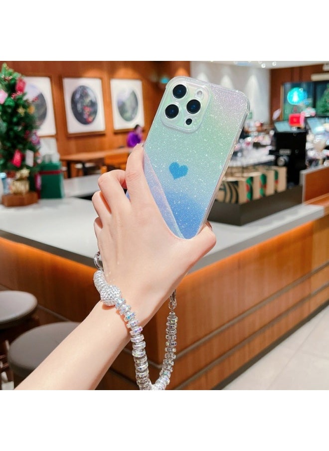 ماركة غير محددة - حافظة هاتف Iphone16pro حافظة ناعمة ملونة بالليزر لهاتف Iphone 15 Love Gradient Glitter 14 حافظة واقية 3 ألوان: أسود سيمفوني (حافظة هاتف محمول + حبل ماسي) - النماذج القابلة للتطبيق: لهاتف Iphone12Pro - Image 1