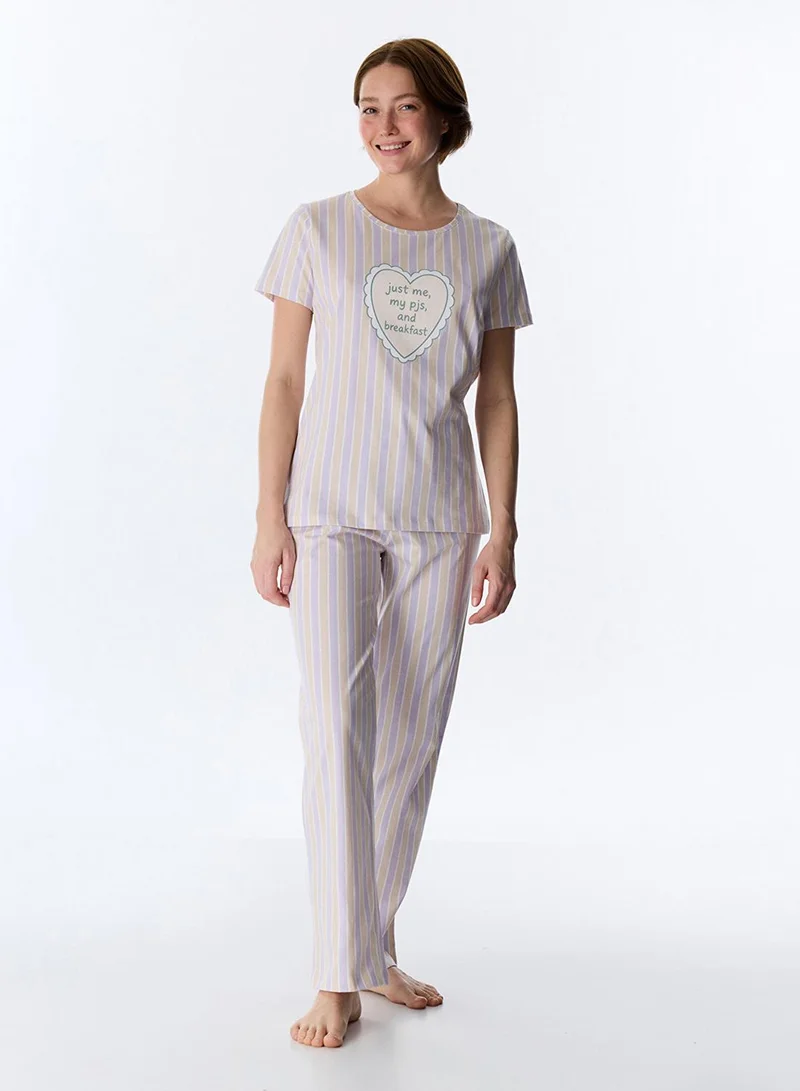 Penti Women's Cotton Lounge Me and My Pjs Shorts Sleeve Pajama Set - Mix