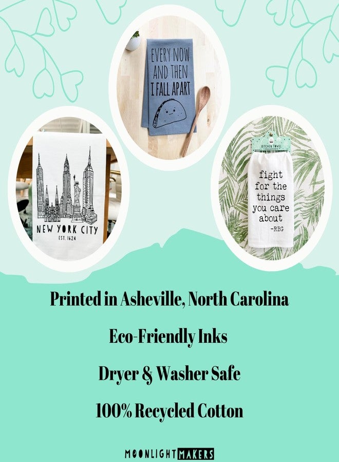 Moonlight Makers New York City-Themed Kitchen Dish Towel – Flour Sack Tea Towels for Kitchen Dish Drying, Absorbent Hand Cloth, Eco-Friendly Sack Cloth, 28inx28in – NYC Collage, Color, 1-PC - Image 2