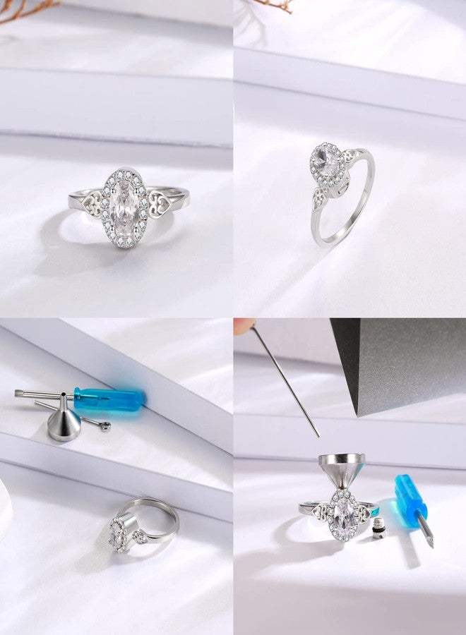 MANBU Sterling Silver Urn Ring for Ashes: Women Cubic Zirconia Ash Ring Memorial Cremation Jewelry Bereavement Keepsakes Gift for Loss of a Loved One (oval urn ring, 8) - Image 4