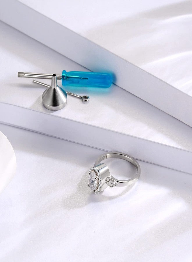 MANBU Sterling Silver Urn Ring for Ashes: Women Cubic Zirconia Ash Ring Memorial Cremation Jewelry Bereavement Keepsakes Gift for Loss of a Loved One (oval urn ring, 8) - Image 2