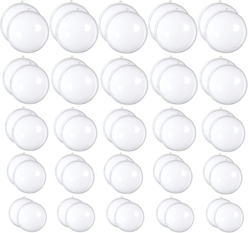 OJYUDD 50 Set 100PCS Clear Plastic Fillable Ornaments,Transparent DIY Christmas Fillable Ball,Plastic DIY Fillable Decoration Balls 5 Different Sizes for Christmas Tree,Wedding,Party,Home Decor - Image 1