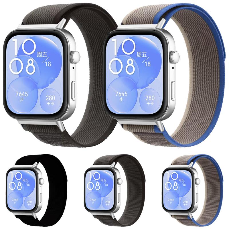 erorex For Huawei Watch Fit3 / Fit4 / Fit4 Pro Nylon Loop Sport Watch Band(Deep Black) - Image 2