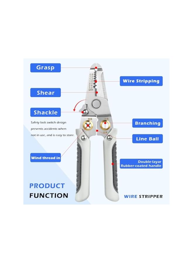 PROMASS promass Special Wire Stripper for Electrician, 6 in 1 Multifunction Wire Pliers Tool for Electric Cable Stripping Cutting Cable Stripper and Crimping  - Image 4