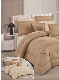 SMART HOME Double-sided comforter set, 8-piece duvet cover, 6-piece microfiber filling, 100% duvet, 230 x 250 cm  - Image 2