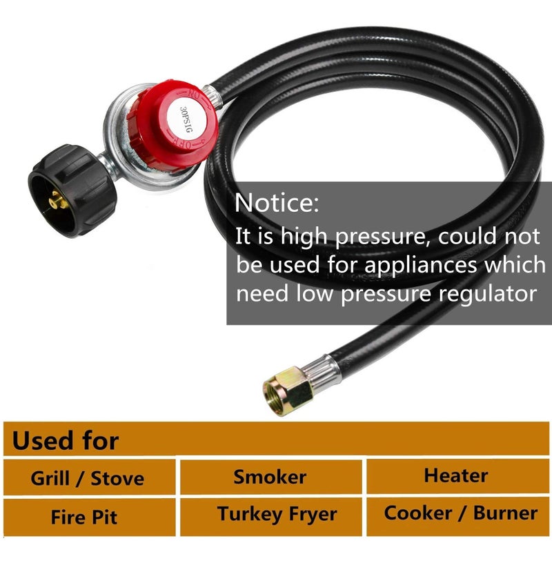DOZYANT 0-30 PSI Adjustable Propane Regulator with 4 Feet QCC1/Type1 Hose - Fits for Propane Burner Turkey Fryer Smoker and More Appliances - Safety Certified - Image 2