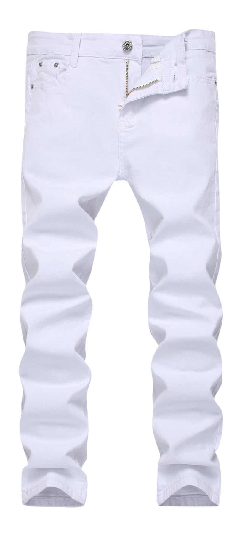 FREDD MARSHALL Boy's White Skinny Fit Stretch Slim Straight Fashion Jeans Pants,White,8 Slim - Image 1