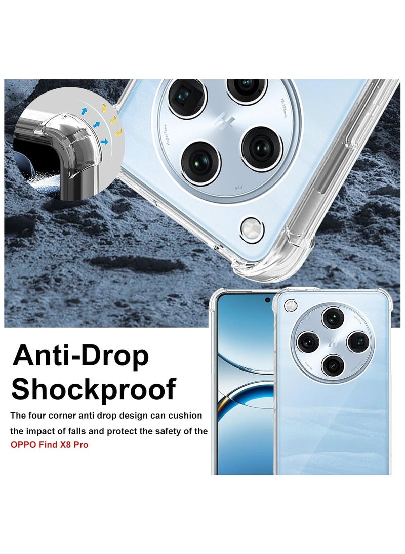 Case for OPPO Find X8 Pro, Clear Slim Crystal Case Anti-Scratch Bumper Cover Flexible Soft TPU Anti-Fall Reinforced Corner Shockproof Transparent Case for OPPO Find X8 Pro