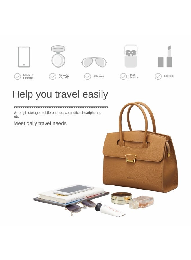 YEARCON Top Grain Leather】2025 Premium Leather Women's Handbag, Light Luxury Large Capacity Bag, Qixi Festival Gift - Image 5