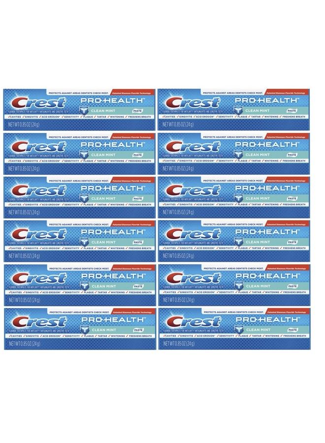 Crest معجون أسنان بروهيلث بنكهة النعناع النظيفة حجم السفر معتمد من TSA 0.85 أونصة (عبوة من 12) - Image 1