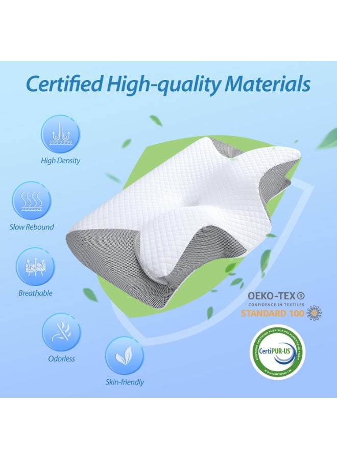 إي وورلد وسادة الرقبة الطبية المزدوجة 2 في 1 مع قناع العين، وسادة رغوة الذاكرة لتخفيف آلام الرقبة، دعم مريح للرقبة والظهر والمعدة أثناء النوم - Image 5