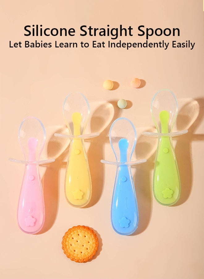 2PCS Gentle Scoop Silicone Baby Training Spoons, BPA Free First Stage Weaning Spoons Set with Storage Box for Infant Toddler Self Feeding Baby Feeding Essentials - Image 2