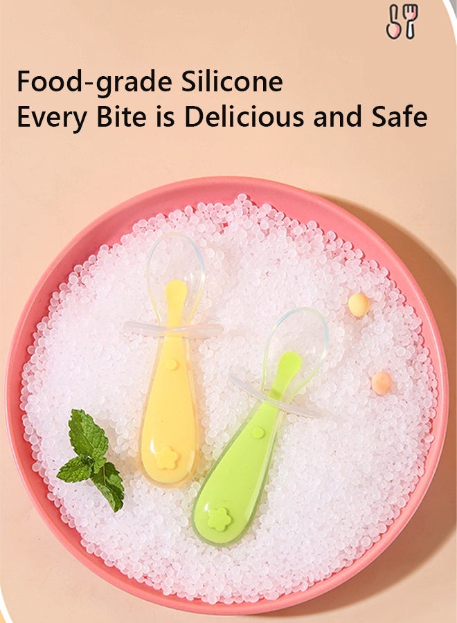 2PCS Gentle Scoop Silicone Baby Training Spoons, BPA Free First Stage Weaning Spoons Set with Storage Box for Infant Toddler Self Feeding Baby Feeding Essentials - Image 4