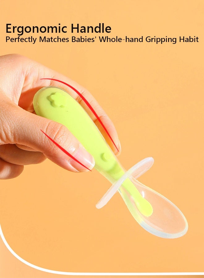 2PCS Gentle Scoop Silicone Baby Training Spoons, BPA Free First Stage Weaning Spoons Set with Storage Box for Infant Toddler Self Feeding Baby Feeding Essentials - Image 3