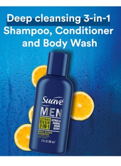 Suave Suave Body Wash, Shampoo & Conditioner 3-in-1, Citrus Rush for Men, Travel Size + Shampoo and Conditioner 2-in-1, Ocean Charge for Men, Full Size, Twin Pack (3 Piece Set)  - Image 3