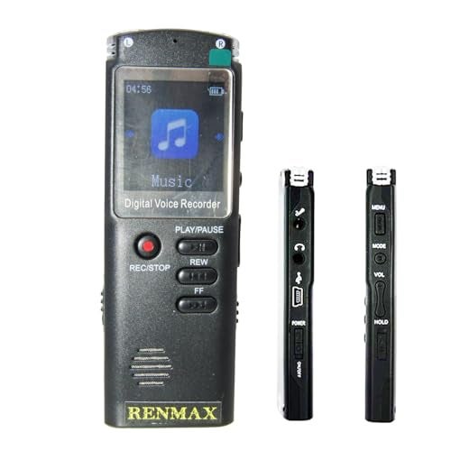 RENMAX® Digital Voice Recorder MP3 Player Rechargeable 8GB with Collar Mic Black - 1Pc - Image 2