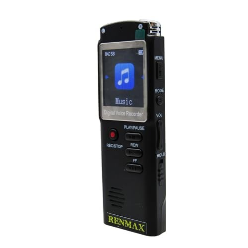RENMAX® Digital Voice Recorder MP3 Player Rechargeable 8GB with Collar Mic Black - 1Pc - Image 1