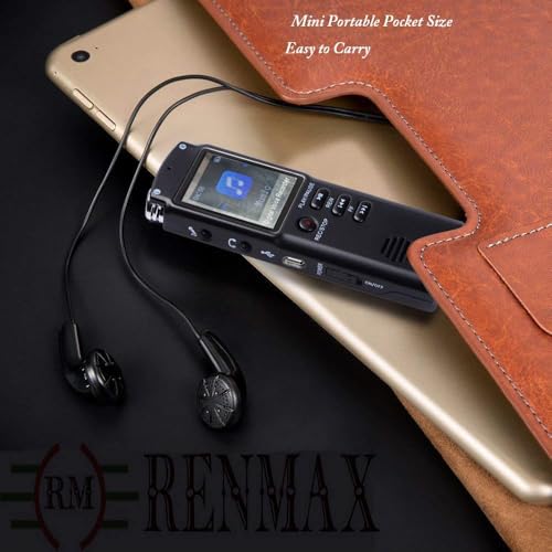 RENMAX® Digital Voice Recorder MP3 Player Rechargeable 8GB with Collar Mic Black - 1Pc - Image 5