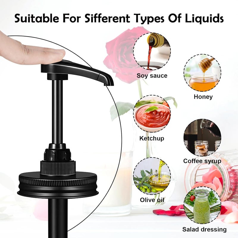 QurHapzy Wide Mouth Mason Jar Honey Pump Dispenser Lid & 4pcs Sticker,Food Grade Plastic pumps and 3.38 Inch Stainsteel Steel Lids Rust Proof Leak-Proof for Jam Ketchup Sauce NO JAR - Image 5