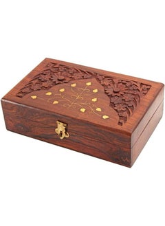 QUESERA Wooden Jewellery Box For Women Jewel Organizer Hand Carved Carvings Gift Items 