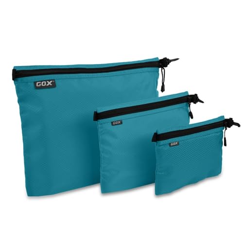 GOX 3 Pack Travel Toiletry Bag for Men Carry On Packing Organizer Zipper Pouch Portable Cosmetic Pouch Accessory Document Electronics Turquoise - Image 1