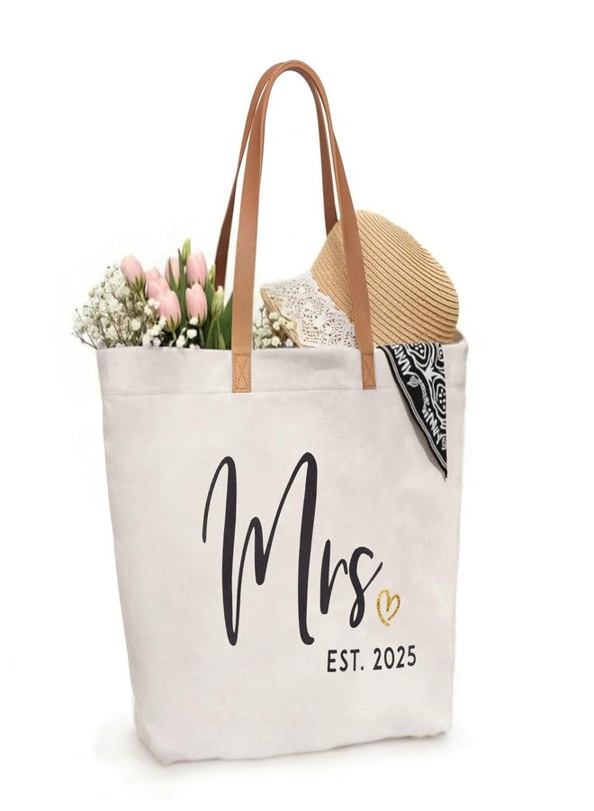 ELEGANTPARK Mrs Bag Mrs Gifts 2025 Bride Gifts Bride Tote Bag Wedding Bridal Shower Bachelorette Party Honeymoon Large Travel Canvas Totes with Zipper - Image 1