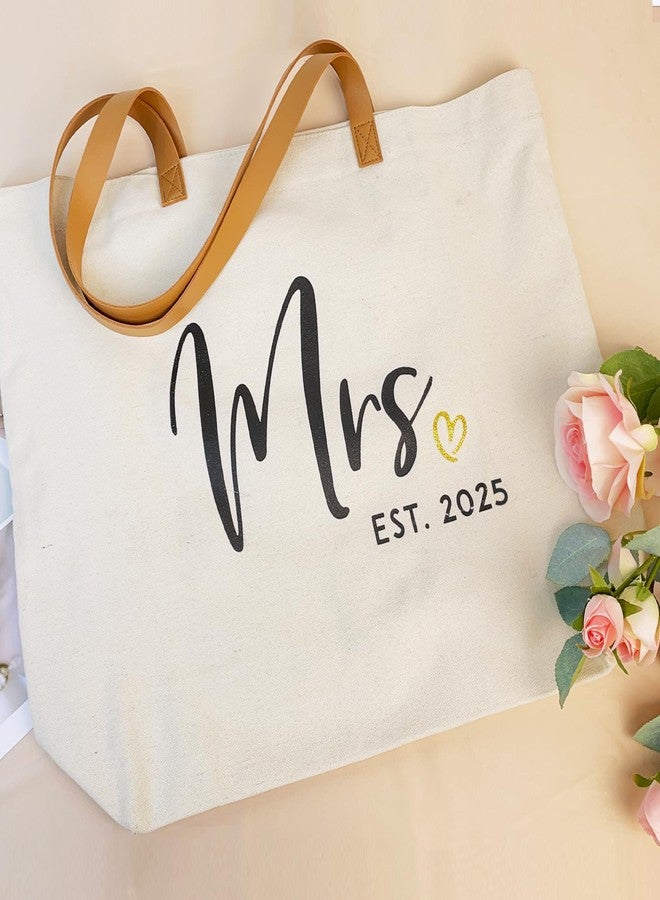ELEGANTPARK Mrs Bag Mrs Gifts 2025 Bride Gifts Bride Tote Bag Wedding Bridal Shower Bachelorette Party Honeymoon Large Travel Canvas Totes with Zipper - Image 4